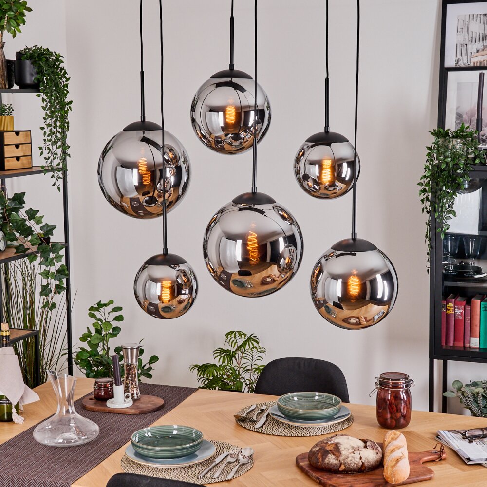 Gastor Hanglamp, Kogellampje, Hanglamp Chroom, Rookkleurig, 6-lichts main product photo