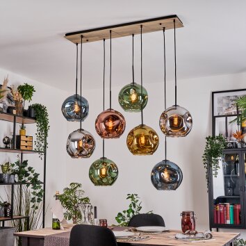 Ripoll Hanglamp, Kogellampje, Hanglamp Natuurlijke kleuren, Zwart, 8-lichts