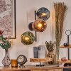 Ripoll Kogellampje, Wandlamp Blauw, Groen, Koperkleurig, 3-lichts
