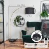 Bassagoda Staande lamp, Booglampen Messing, Zwart, 1-licht, Stoffen lampenkap