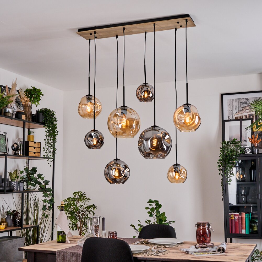 Ripoll Hanglamp, Kogellampje, Hanglamp Natuurlijke kleuren, Zwart, 8-lichts main product photo