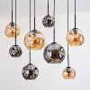 Ripoll Hanglamp, Kogellampje, Hanglamp Natuurlijke kleuren, Zwart, 8-lichts