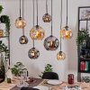 Ripoll Hanglamp, Kogellampje, Hanglamp Natuurlijke kleuren, Zwart, 8-lichts