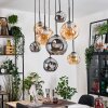 Ripoll Hanglamp, Kogellampje, Hanglamp Natuurlijke kleuren, Zwart, 8-lichts