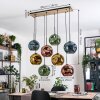 Ripoll Hanglamp, Kogellampje, Hanglamp Natuurlijke kleuren, Zwart, 8-lichts