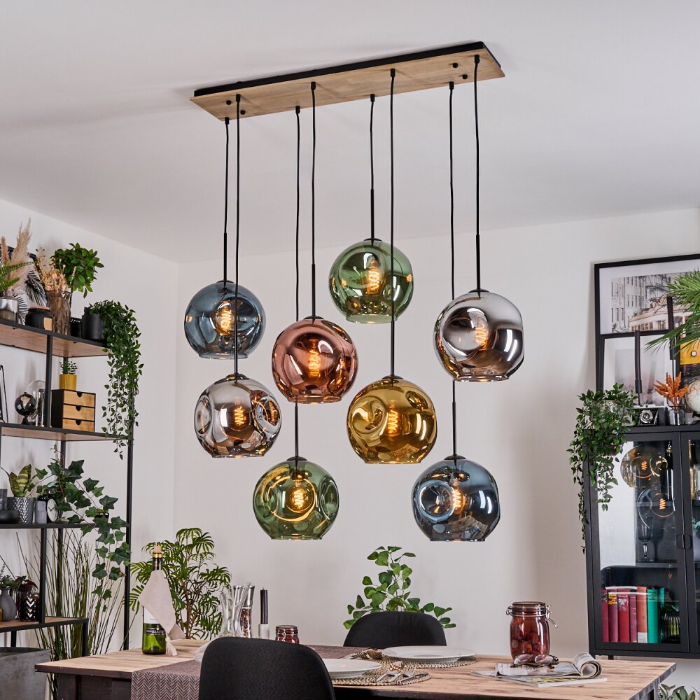 Ripoll Hanglamp, Kogellampje, Hanglamp Natuurlijke kleuren, Zwart, 8-lichts main product photo