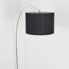 Bassagoda Staande lamp, Booglampen Chroom, Zwart, 1-licht, Stoffen kap