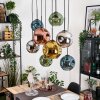Ripoll Hanglamp, Kogellampje, Hanglamp Natuurlijke kleuren, Zwart, 8-lichts