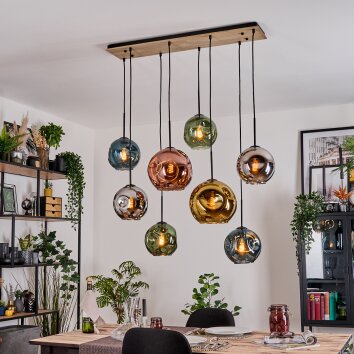 Ripoll Hanglamp, Kogellampje, Hanglamp Natuurlijke kleuren, Zwart, 8-lichts Ripoll Hanglamp, Kogellampje, Hanglamp Natuurlijke kleuren, Zwart, 8-lichts