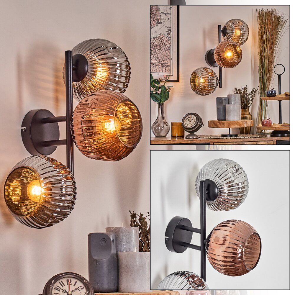 Ripoll Kogellampje, Wandlamp Chroom, Koperkleurig, Rookkleurig, 3-lichts main product photo