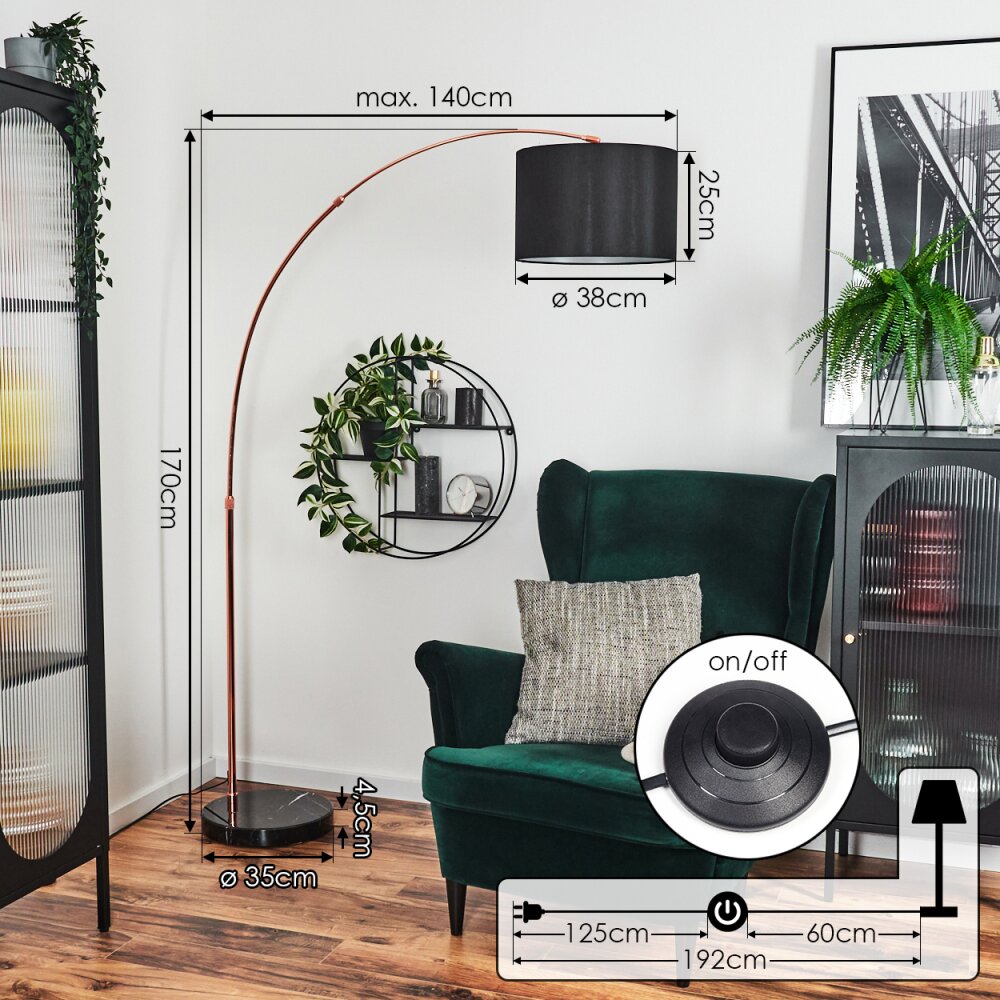 Soungou Staande lamp Koperkleurig, Zwart, 1-licht