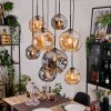 Ripoll Hanglamp, Kogellampje, Hanglamp Natuurlijke kleuren, Zwart, 8-lichts