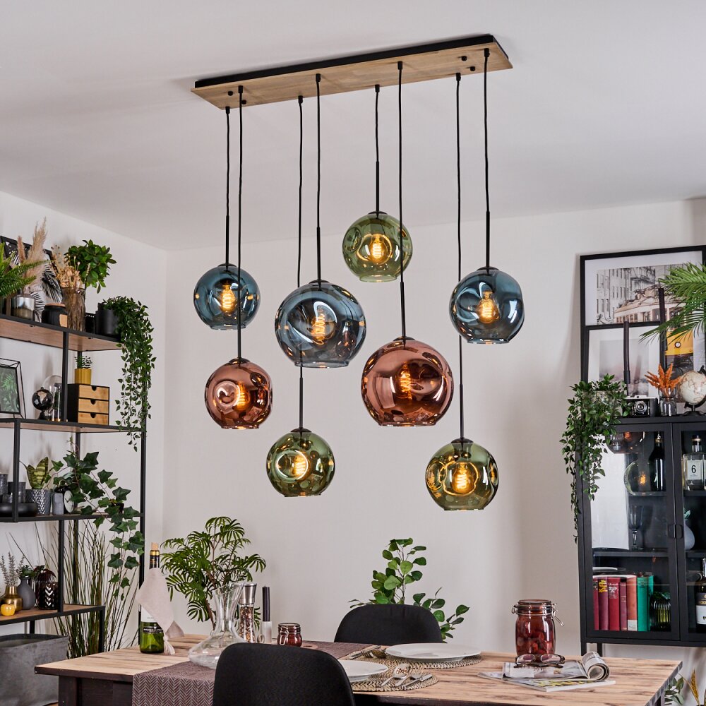 Ripoll Hanglamp, Kogellampje, Hanglamp Natuurlijke kleuren, Zwart, 8-lichts main product photo