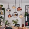 Gastor Hanglamp, Kogellampje, Hanglamp Amber, Chroom, Duidelijk, Koperkleurig, Rookkleurig, 6-lichts