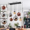 Gastor Hanglamp, Kogellampje, Hanglamp Amber, Chroom, Koperkleurig, Rookkleurig, 6-lichts