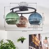Koyoto Plafondlamp, Kogellampje 37 cm Blauw, Groen, Koperkleurig, 3-lichts