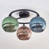Koyoto Plafondlamp, Kogellampje 37 cm Blauw, Groen, Koperkleurig, 3-lichts
