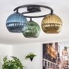 Koyoto Plafondlamp, Kogellampje Blauw, Goud, Groen, 3-lichts