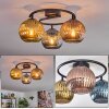 Koyoto Plafondlamp, Kogellampje Blauw, Goud, Koperkleurig, 3-lichts