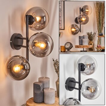 Gastor Kogellampje, Wandlamp Duidelijk, Rookkleurig, 3-lichts