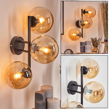 Gastor Kogellampje, Wandlamp Amber, 3-lichts Gastor Kogellampje, Wandlamp Amber, 3-lichts