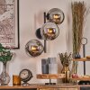 Gastor Kogellampje, Wandlamp Chroom, Rookkleurig, 3-lichts