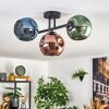 Ripoll Plafondlamp, Kogellampje Blauw, Groen, Koperkleurig, 3-lichts