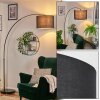 Bassagoda Staande lamp, Booglampen Zwart, 1-licht, Stoffen lampenkap