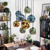 Ripoll Hanglamp, Kogellampje, Hanglamp Natuurlijke kleuren, Zwart, 8-lichts