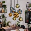 Ripoll Hanglamp, Kogellampje, Hanglamp Natuurlijke kleuren, Zwart, 8-lichts