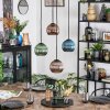 Koyoto Hanglamp, Kogellampje, Cluster hanglamp Blauw, Groen, Koperkleurig, 4-lichts