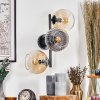 Koyoto Kogellampje, Wandlamp Amber, Duidelijk, Rookkleurig, 3-lichts