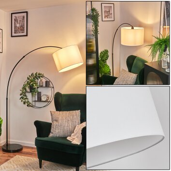 Bassagoda Staande lamp, Booglampen Zwart, 1-licht, Stoffen lampenkap
