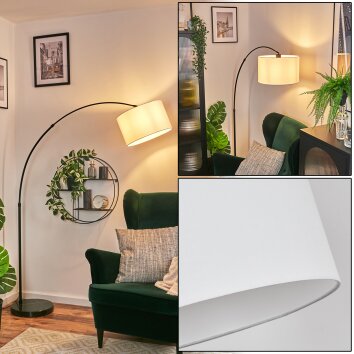 Bassagoda Staande lamp, Booglampen Zwart, 1-licht, Stoffen lampenkap
