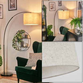 Bassagoda Staande lamp, Booglampen Chroom, Zwart, 1-licht