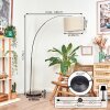 Bassagoda Staande lamp, Booglampen Chroom, Zwart, 1-licht, Stoffen lampenkap