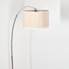 Bassagoda Staande lamp, Booglampen Chroom, Zwart, 1-licht, Stoffen kap