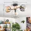 Ripoll Plafondlamp, Kogellampje Goud, Zwart, 3-lichts