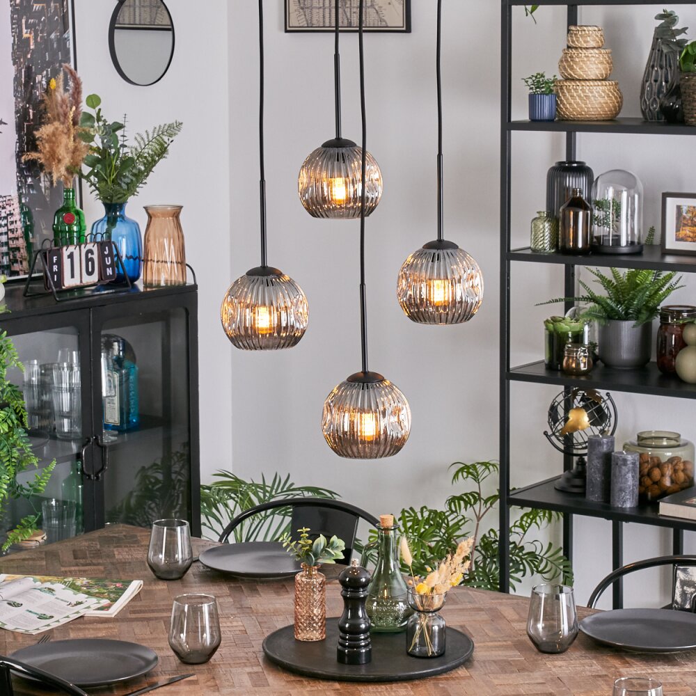 Ripoll Hanglamp, Kogellampje, Cluster hanglamp Rookkleurig, 4-lichts main product photo