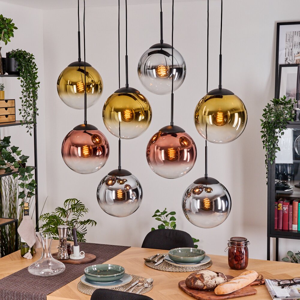 Gastor Hanglamp, Kogellampje, Hanglamp Chroom, Goud, Duidelijk, Koperkleurig, Rookkleurig, 8-lichts main product photo