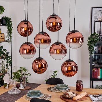 Gastor Hanglamp, Kogellampje, Hanglamp Duidelijk, Koperkleurig, 8-lichts Gastor Hanglamp, Kogellampje, Hanglamp Duidelijk, Koperkleurig, 8-lichts