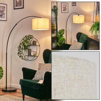 Bassagoda Staande lamp, Booglampen Zwart, 1-licht, Stoffen kap