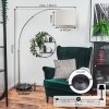 Bassagoda Staande lamp, Booglampen Nikkel mat, Zwart, 1-licht, Stoffen lampenkap