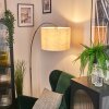 Bassagoda Staande lamp, Booglampen Nikkel mat, Zwart, 1-licht, Stoffen lampenkap