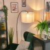 Bassagoda Staande lamp, Booglampen Chroom, Zwart, 1-licht, Stoffen lampenkap