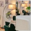 Bassagoda Staande lamp, Booglampen Chroom, Zwart, 1-licht, Stoffen lampenkap