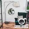 Bassagoda Staande lamp, Booglampen Chroom, Zwart, 1-licht, Stoffen lampenkap