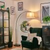Bassagoda Staande lamp, Booglampen Chroom, Zwart, 1-licht, Stoffen lampenkap