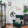 Bassagoda Staande lamp, Booglampen Chroom, Zwart, 1-licht, Stoffen lampenkap