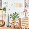 Sabadim Staande lamp, Booglampen Chroom, Zwart, 1-licht, Stoffen kap